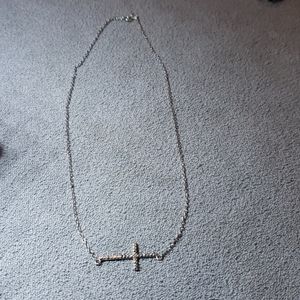 Sterling 925 pave cross necklace